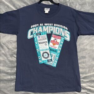 2001 Lee Navy Seattle Mariners 2001 AL West Champions Graphic Tee